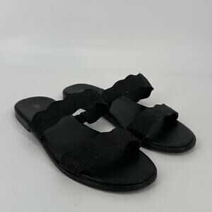 Frye Mira Wave Slide Sandals Genuine Leather Slip On Open Toe Shoe Black Size 10